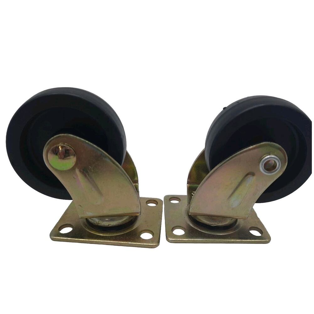 Waxman 1 - 5/8" Plate Roller Caster Black Wheels Set of 2 TF (18)